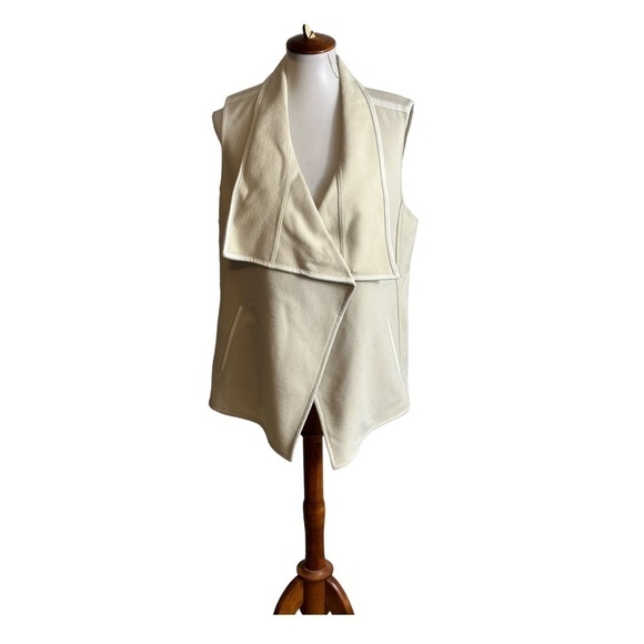Vince Wool Blend Lamb Leather Trim Vest Size Large - Picture 2 of 6